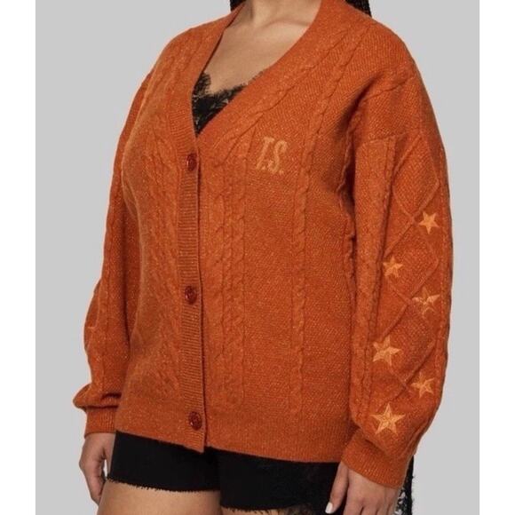 Taylor Swift Sweaters - Taylor Swift Life of a Showgirl Glitter Orange Cardigan 3XL/4XL New In Hand